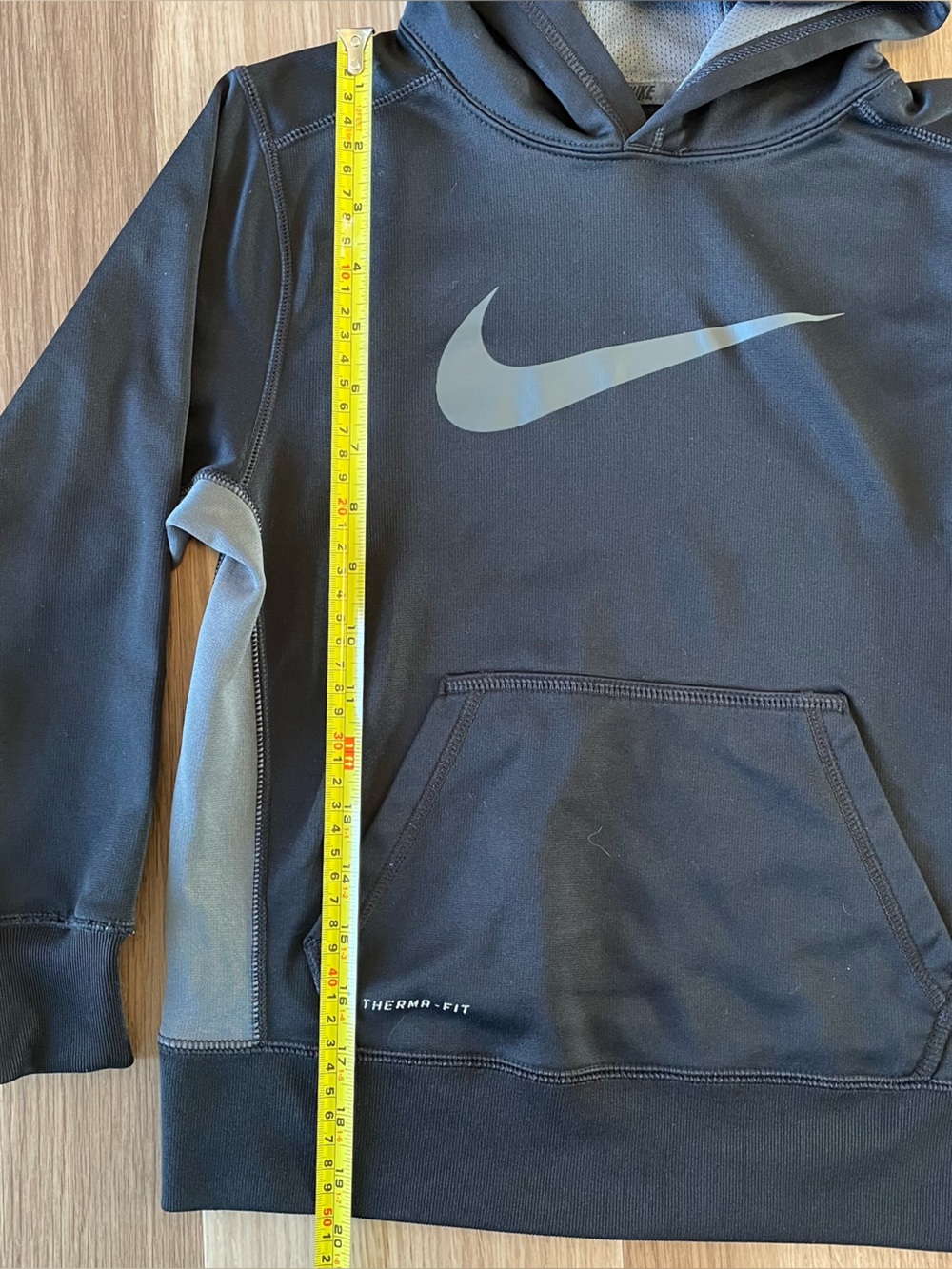 Nike Therma-FIT Boys S Black/Gray Pullover Hoodie Fleece Logo Athletic Small - Picture 7 of 8